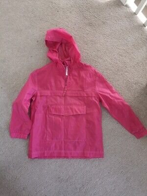 Girl 7-9 Years Waterproof Top Outwear Hoodie Pink One Layer Half Zip Big Pocket