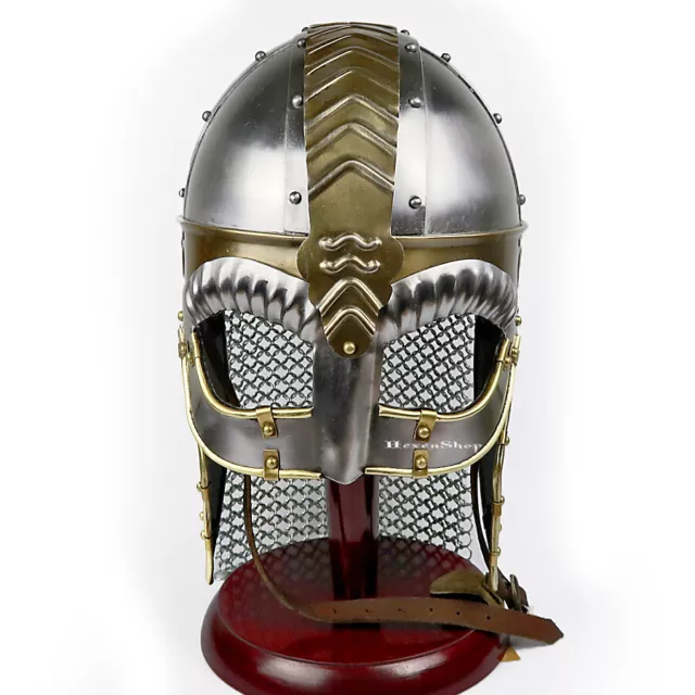 Brillenhelm Beowulf mit Wangenklappen, Helm Mittelalter Wikingerhelm Wikinger