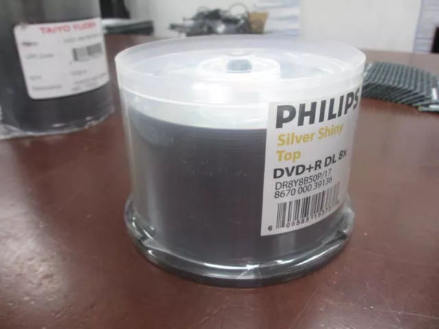 New Philips DVD+R DL 8x 240min 8.5gb Silver Shiny Top 50 discs
