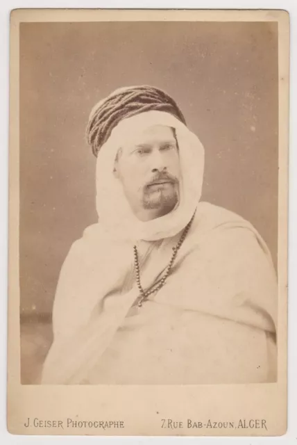 Photo cabinet ~1880 J. GEISER Alger - Homme en costume local - albumen print