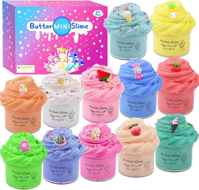 12 Pack Fruit Butter Slime Kits for Kids, with Watermelon, Lemon,  Peachybbies, S