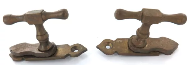 1800s / Victorian Era Brass Window Latches. Maker Possibly RE&S. 2