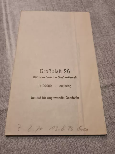 Landkarte Deutsches Reich Großblatt Bütow Berent Bruß Czersk 1942 Reichsamt