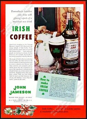 1958 Jameson's whiskey Irish Coffee photo Christmas theme vintage print ad