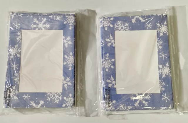 Christmas Photo Frame Cards LOT of  2  Studio 18 Blue & White Snowflake 16 ct