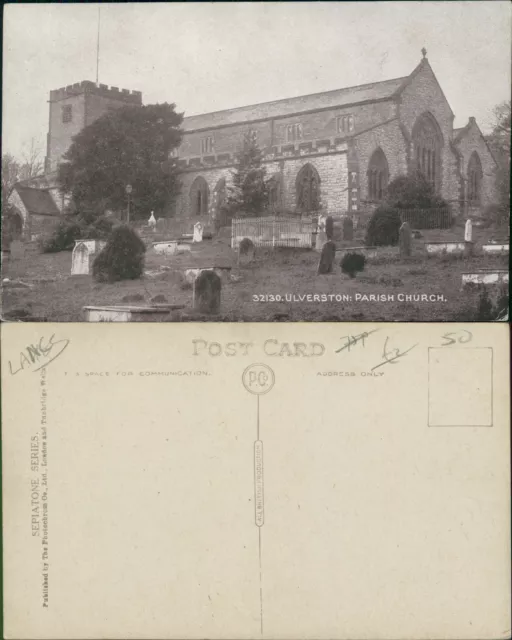 Ulverston Parish Church 32130 Photochrom Sepiatone Series