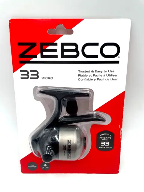 LOT OF 4) ZEBCO 33 MICRO 4.3:1 SPINCAST REEL W/4LB LINE CLAM PACK