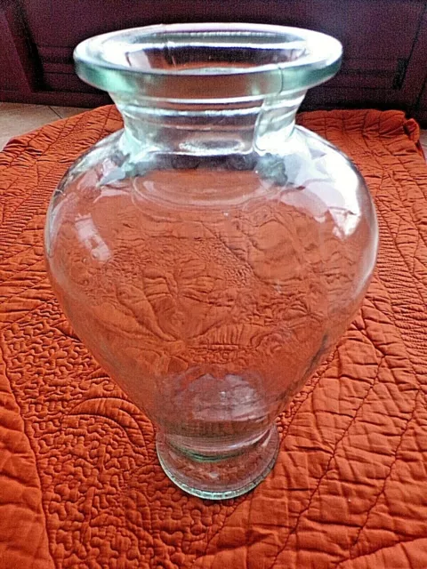 Ancien très grand vase en verre épais-bulles dans la masse-vintage1950-4,4 kg