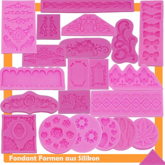 3D silicona fondant cortador cumpleaños mazapán rosa molde de silicona