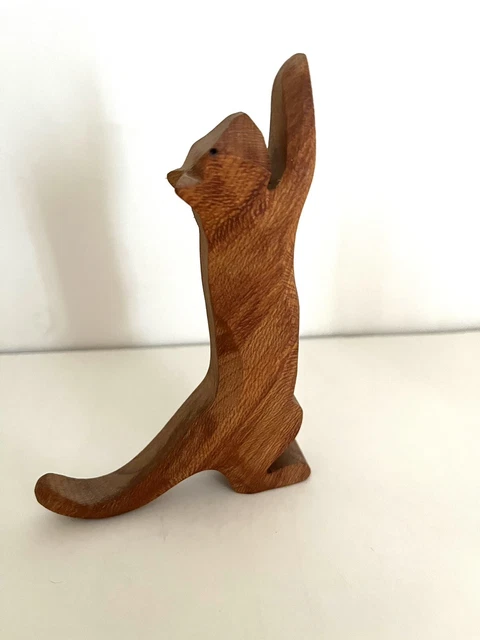 OSTHEIMER vintage wooden stretching cat. Hand crafted 5 1/8”