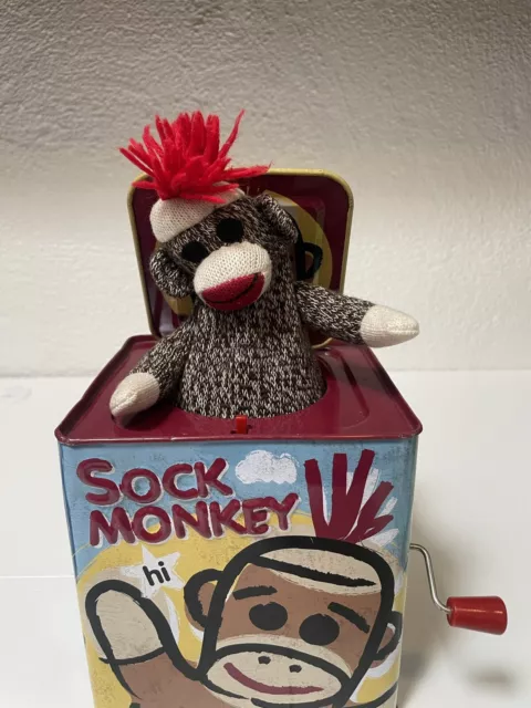 Schylling Brand Original Sock Monkey Jack-In-The-Box - Funny Tin Musical Toy - 4