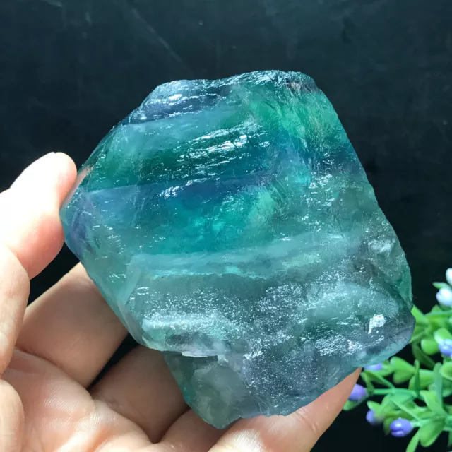 314g Natural Rough green purple fluorite cubic quartz crystal mineral samples 48