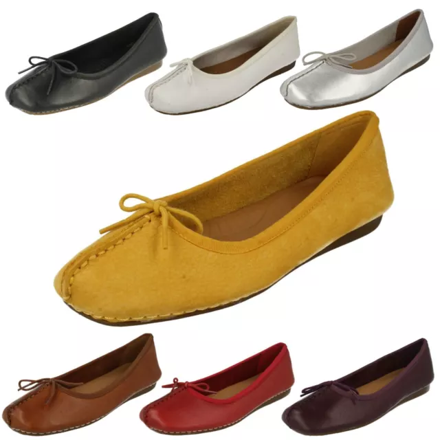 Ladies Clarks 'Freckle Ice' Leather Casual Slip On Shoes - D Fitting