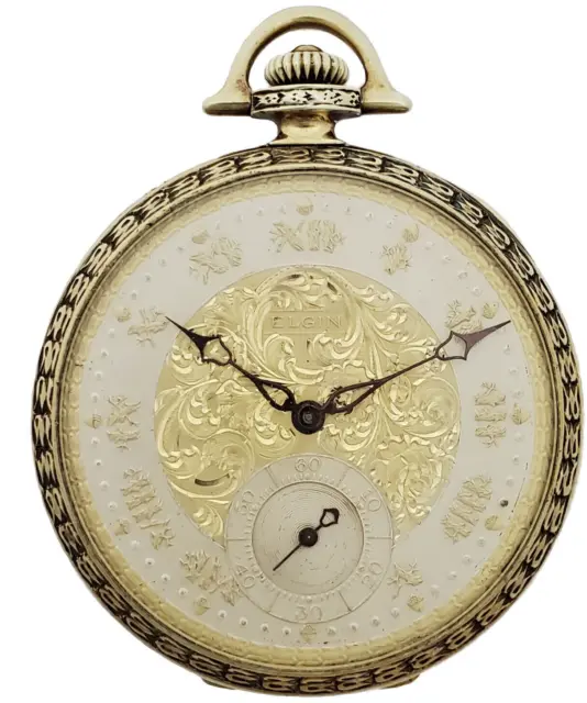 Rare Platinum Gold Lord Elgin 21J Art Deco Antique Pocket Watch