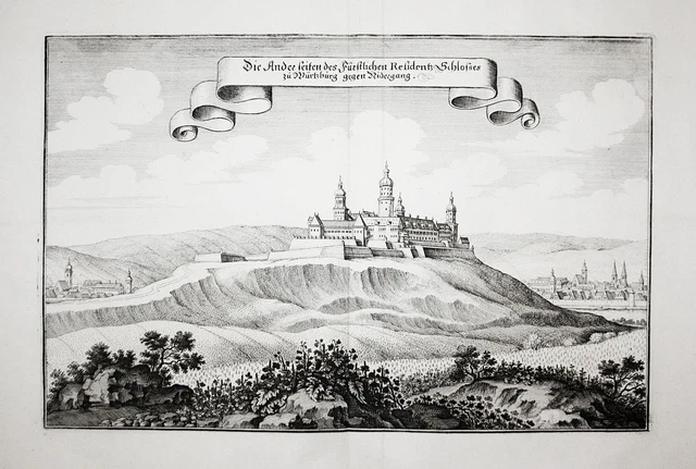 Würzburg Würzburger Residenz Schloss Kupferstich Merian 1650