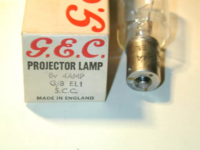 lampe de projection G.E.C. BA15S 8V, 4 AMP, 2 ergots projecteur CINEMA
