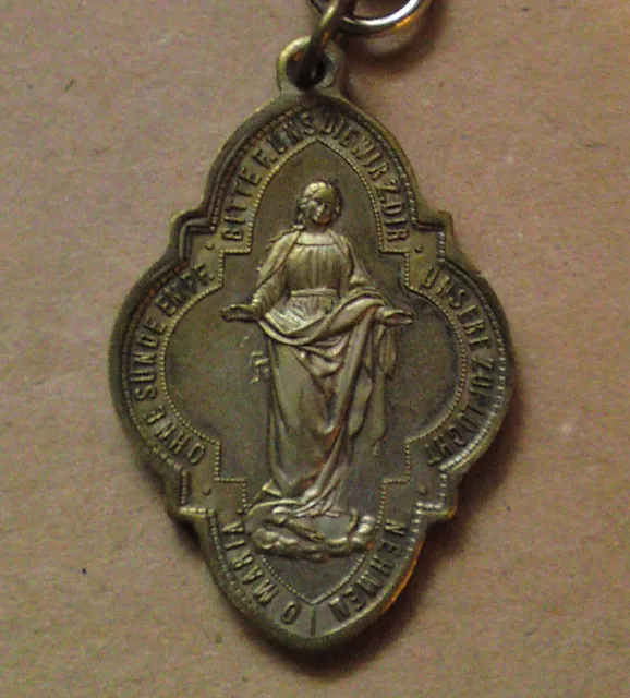 Große Pilger Medaille - Muttergottes - Heilige Agnes - Schlüsselanhänger (BA294)