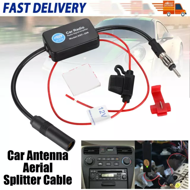 Car Aerial Signal Amp Amplifier Booster FM & AM Radio Signal Antenna Stereo Set