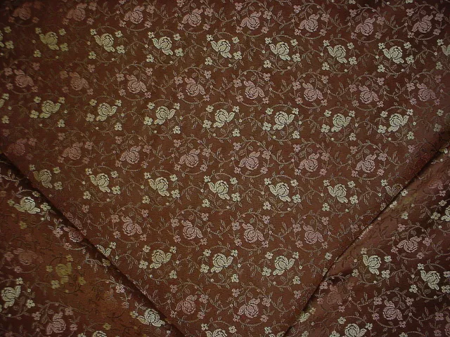 10-5/8Y Robert Allen Mauve Chocolate Floral Brocade Drapery Upholstery Fabric