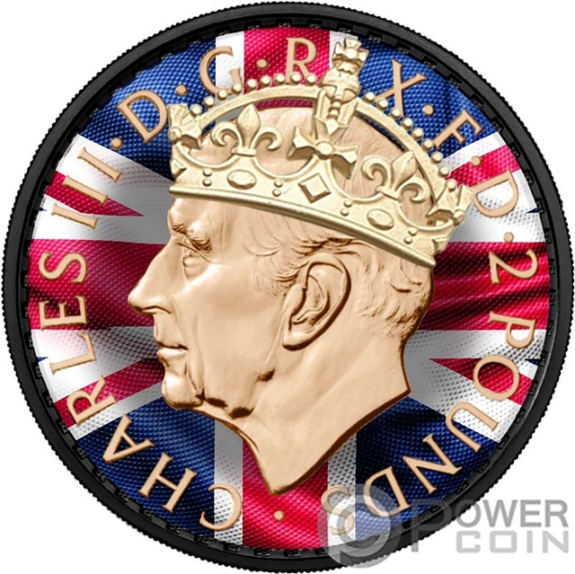 CHARLES III KING Flag Spirit of the Nation 1 Oz Silver Coin 2 Pounds UK 2023