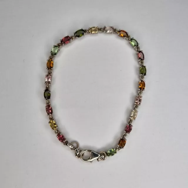 Gemporia Sterling Silver 925 Multicolour Rainbow Tourmaline Tennis Line Bracelet