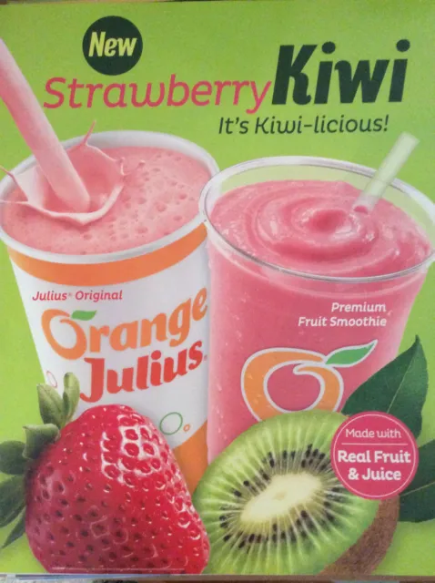 Dairy Queen Promotional Poster Strawberry Kiwi Fruit Orange Julius Smoothie  DQ