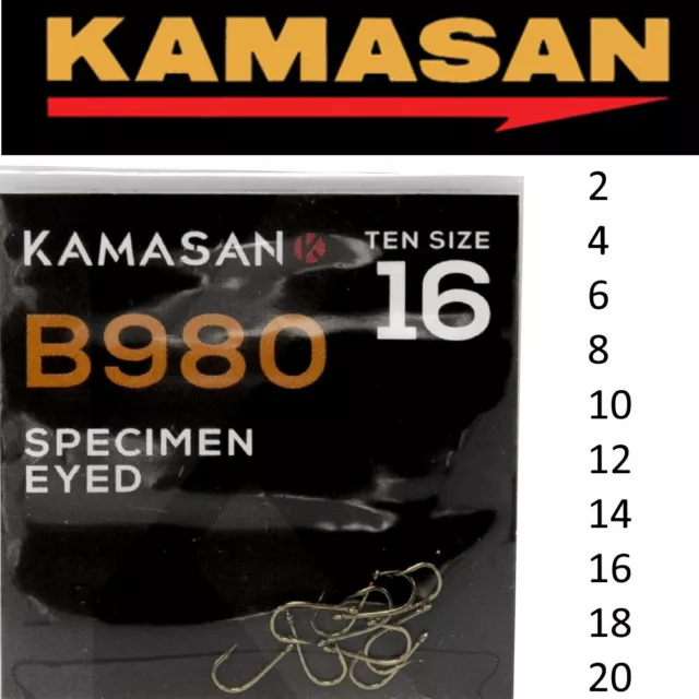 Kamasan B980 EYED Barbed Hooks Specimen Coarse Carp Match Fishing