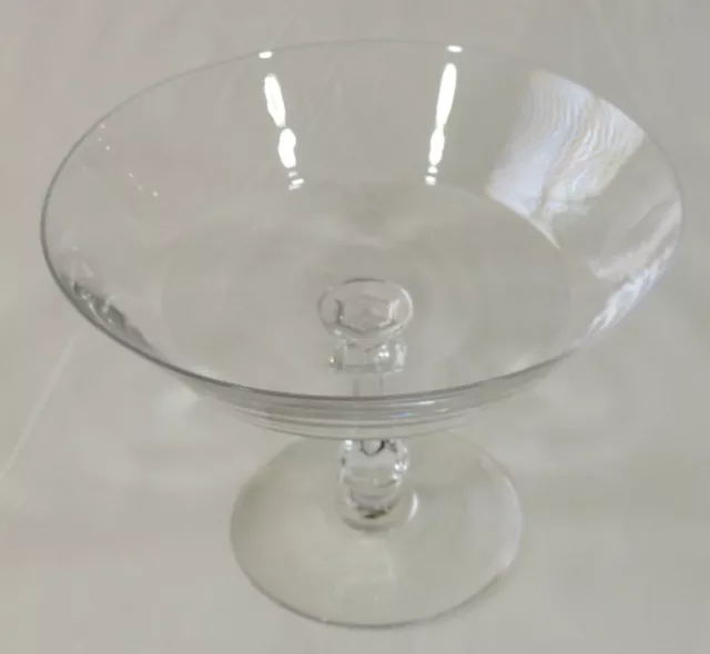 Val St Lambert Handblown Crystal 6 1/4" Compote Pedestal Bowl Dish Glass Signed