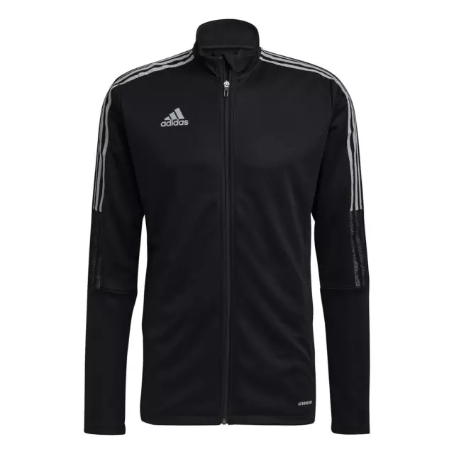 Adidas UOMO Tiro Riflettente Pista Giacca Bianco Nero da Calcio BNWT