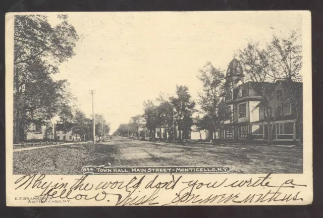Monticello New York Downtown Main Street Scene Ny Vintage Postcard