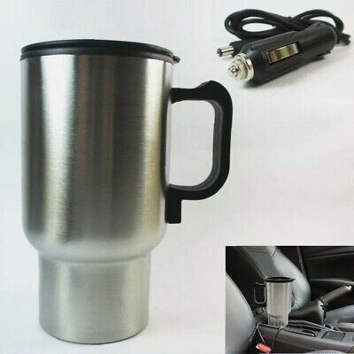 2 Mug Heated Car Travel Stainless Steel Portable Cup Coffee Tea Auto Charger 12V