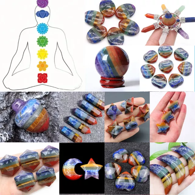 Natural 7 Chakra Stones Crystal Quartz Energy Pocket Decor Reiki Healing Gift