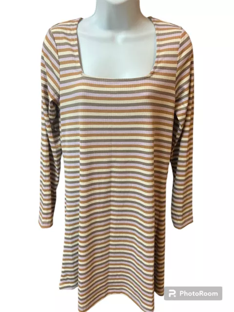 EUC Vero Moda Striped Rib Knit Dress Gray, Lavender, Tan, Cream Size S