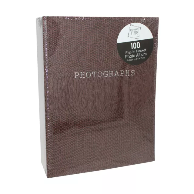 Álbum de fotos acolchado 100 fotos de 6'x4' - marrón