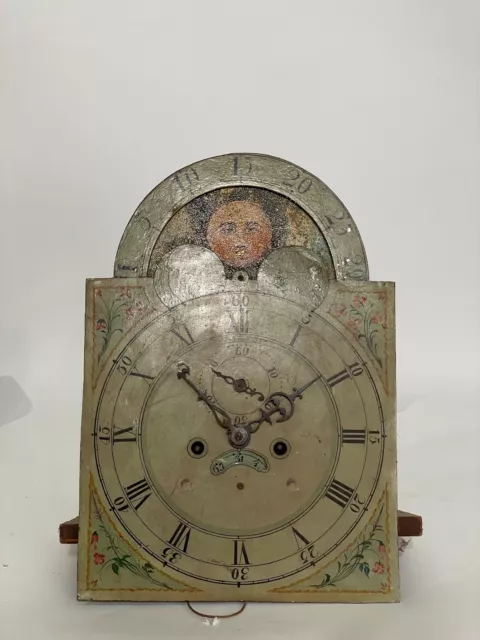 (C6) Antique Tall Case Clock Movement Dial and Hands.