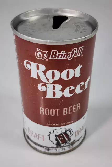 Vintage Red Owl Brimfull Root Beer Pop Soda Can 12oz Straight Steel Hopkins MN