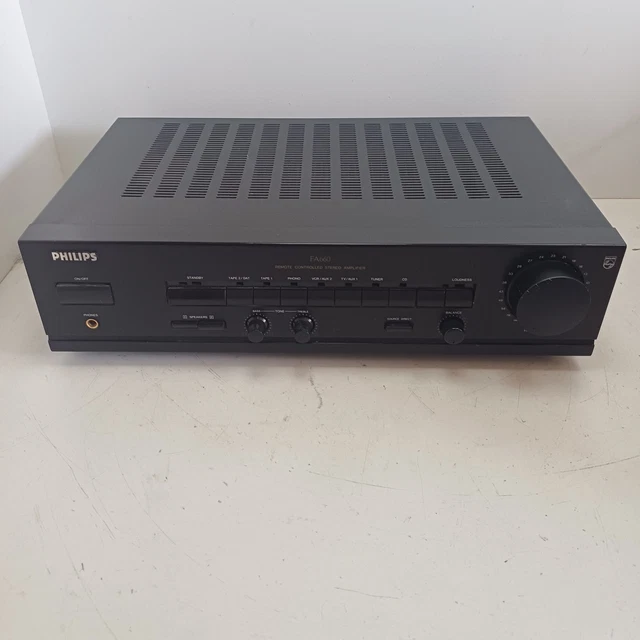 PHILIPS FA660 STEREO Amplifier TESTED Phono Speaker A/B Phones Black ...