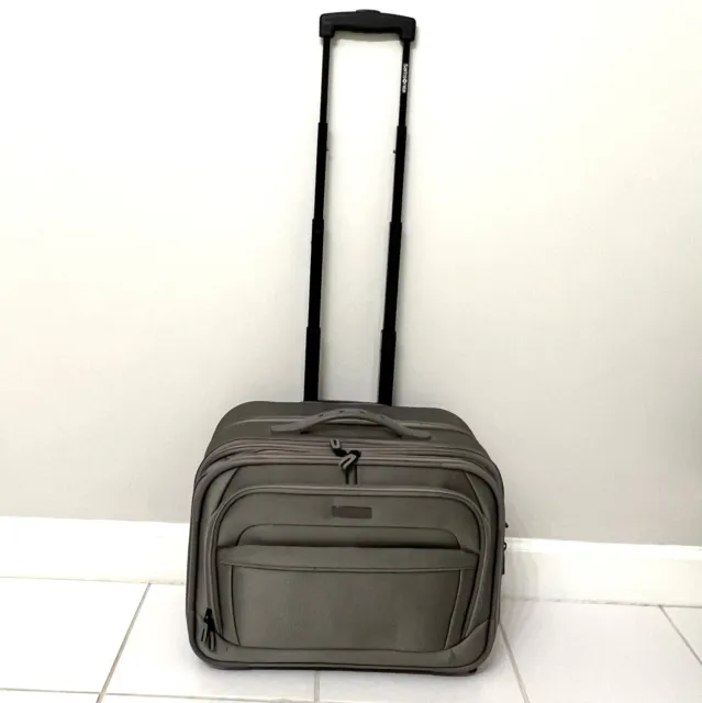 Samsonite Gray Nylon Briefcase CarryOn Luggage Travel Case Wheeled Rolling 17”
