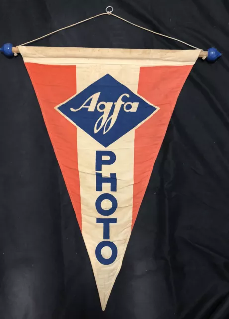 Vtg AGFA Photo Banner Film Camera Company Logo Sign Store Display Flag Pennant