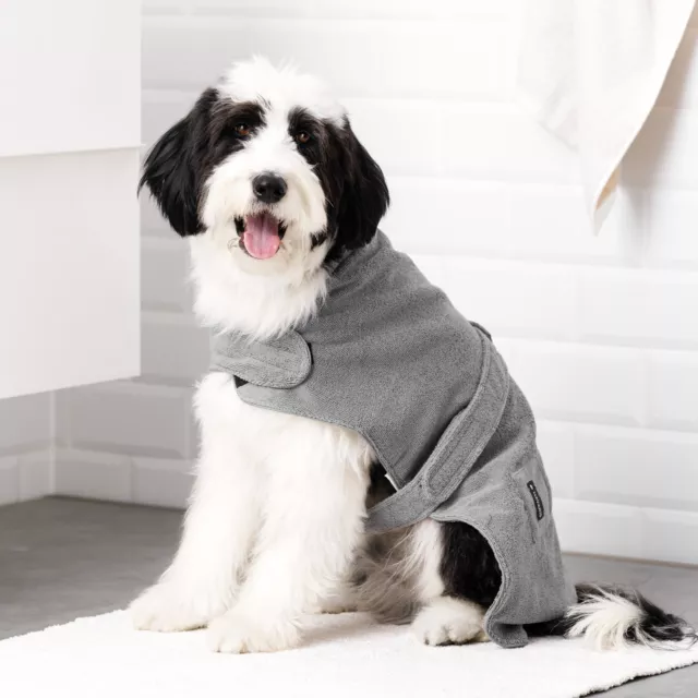 Albornoz ajustable para perros bata de baño regulable para perro en talla M gris 2