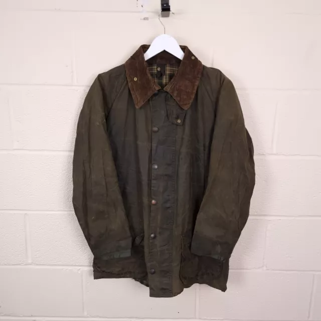 BARBOUR Beaufort Vintage Wax Jacket Mens C42 L A150 Waxed Cotton Coat Green 90s