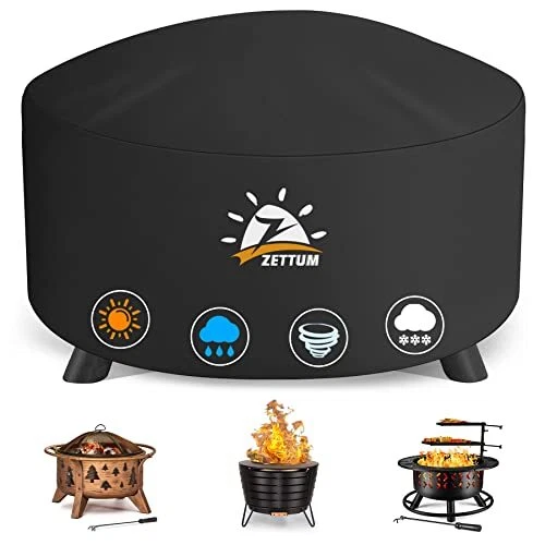 Fire Pit Cover Round 44 Inch - Outdoor Firepit Cover Heavy Duty & Waterproof,