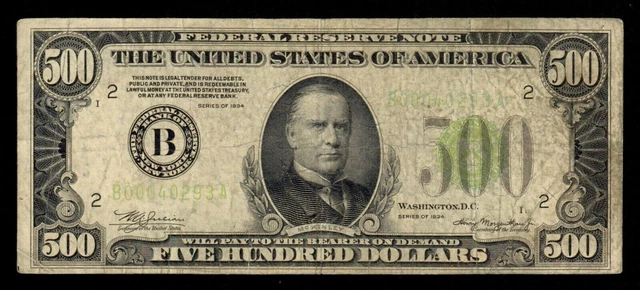 Rare LGS New York 1934 $500 Five Hundred Dollar Bill 1000 Fr.2201 Currency