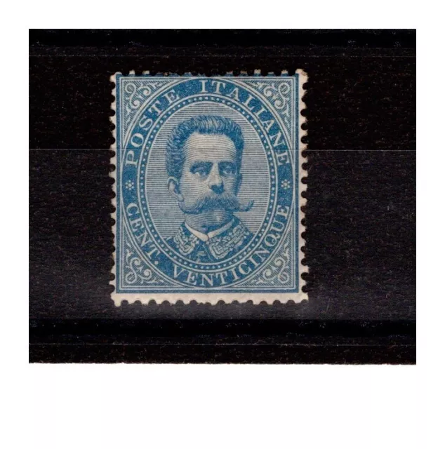 REGNO 1879 Effigie Umberto I - 25 cent Azzurro sas.40 CERTIFICATO MNH **