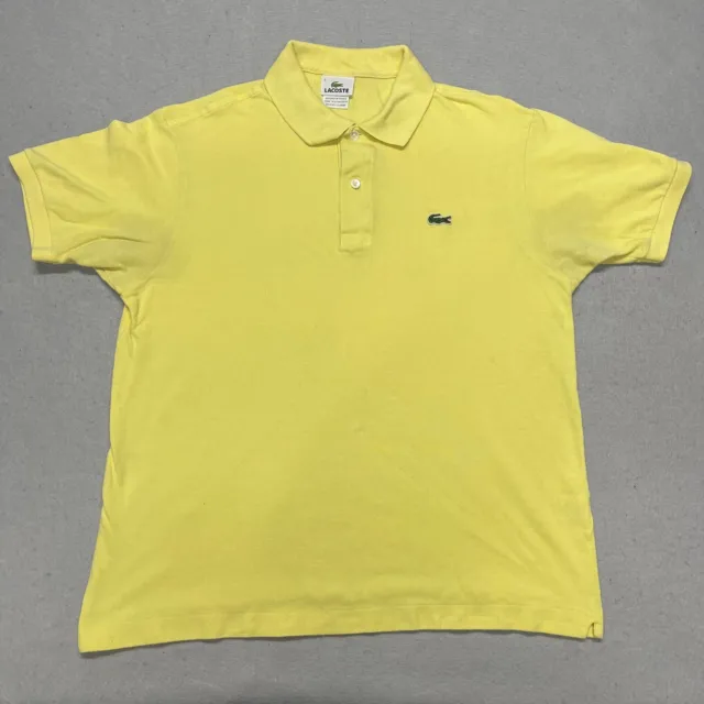 Lacoste Polo Shirt Mens Size 5 Yellow Short Sleeve Golf Tennis Gator Slim