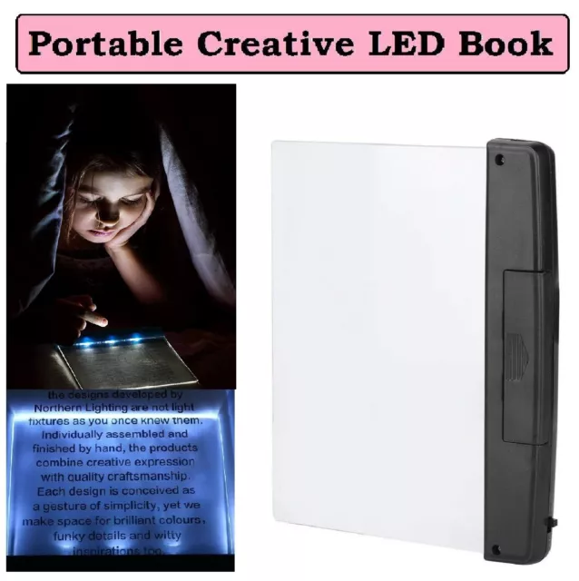 Portable LED Book Light Creative Reading Night Study Read Flat Plate Panel Lamps