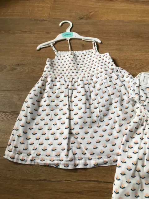 M&S Baby Girls lined floral dress & pants outfit set set 9-12 months bnwt