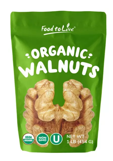 Organic California Walnuts, Halves and Pieces - Non-GMO, Kosher - 1 Pound