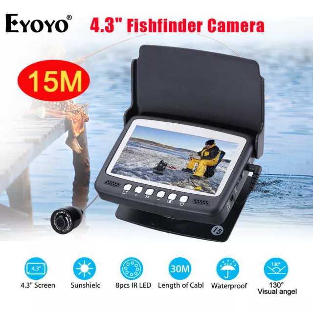 15M Fish Finder Underwater Ice Fishing Camera 4.3 inch Monitor IP68 Night Vision