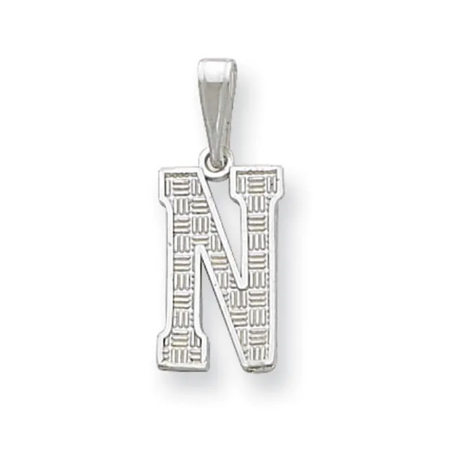 Sterling Silver, Sami Collection, Textured Block Initial N Pendant